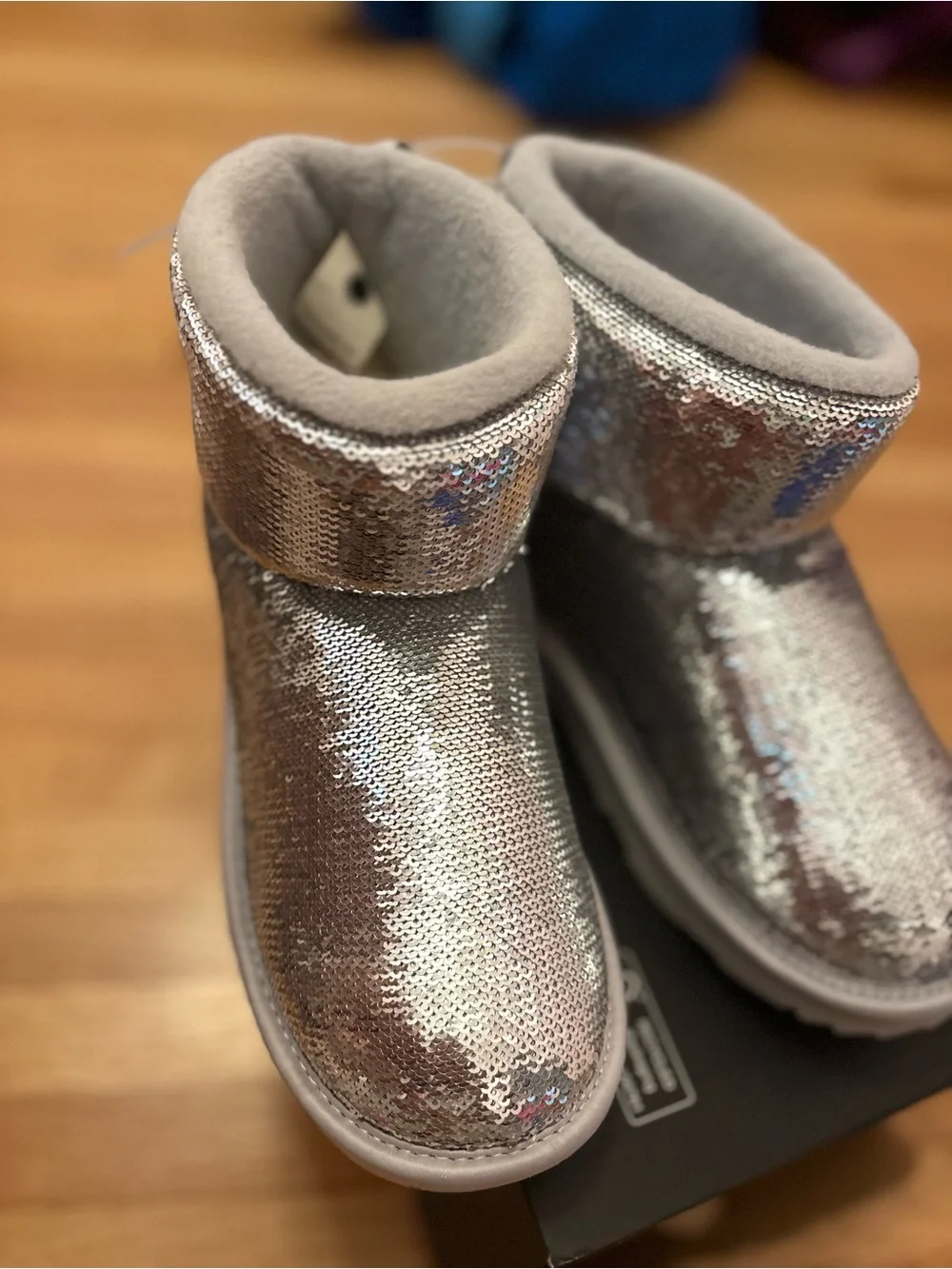 UGG Kids Girls Silver Sequin Booties